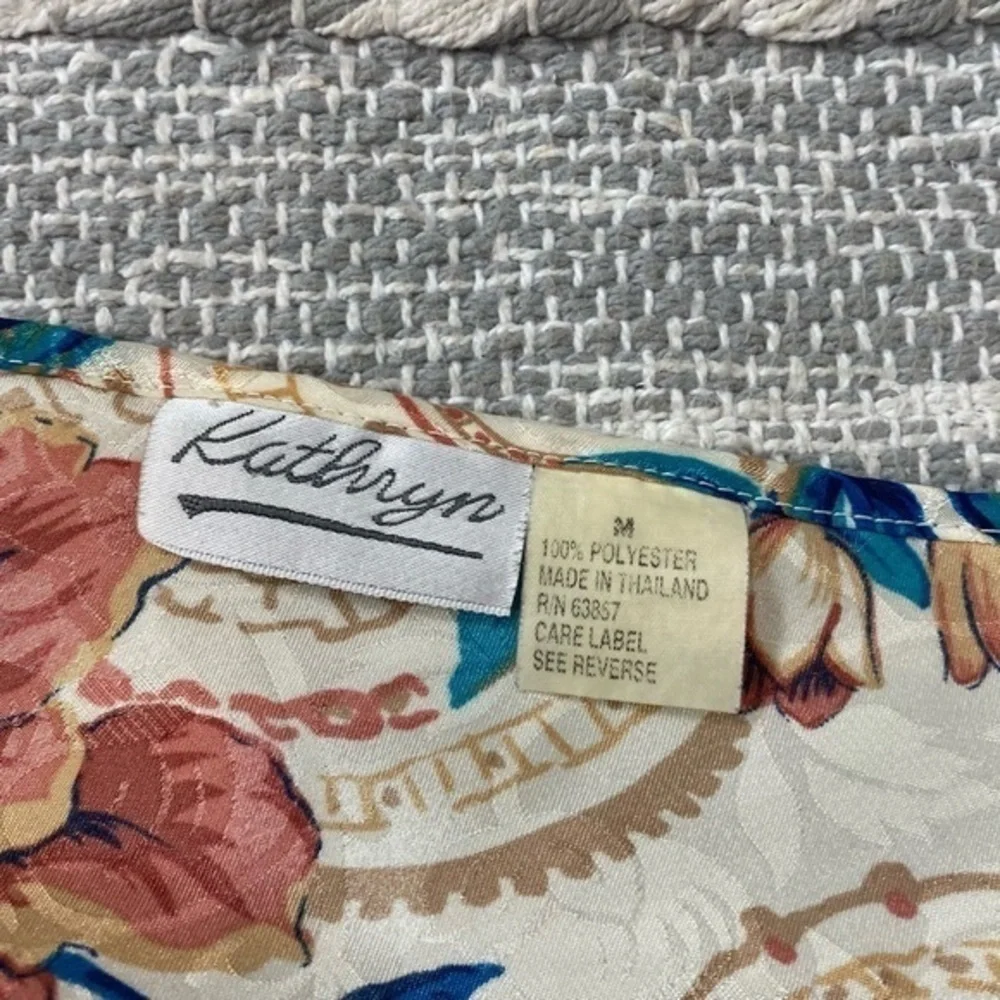 Vintage Kathryn 1990s Floral Elegant Ornate Silky Satin Mini Slip Dress Nightie